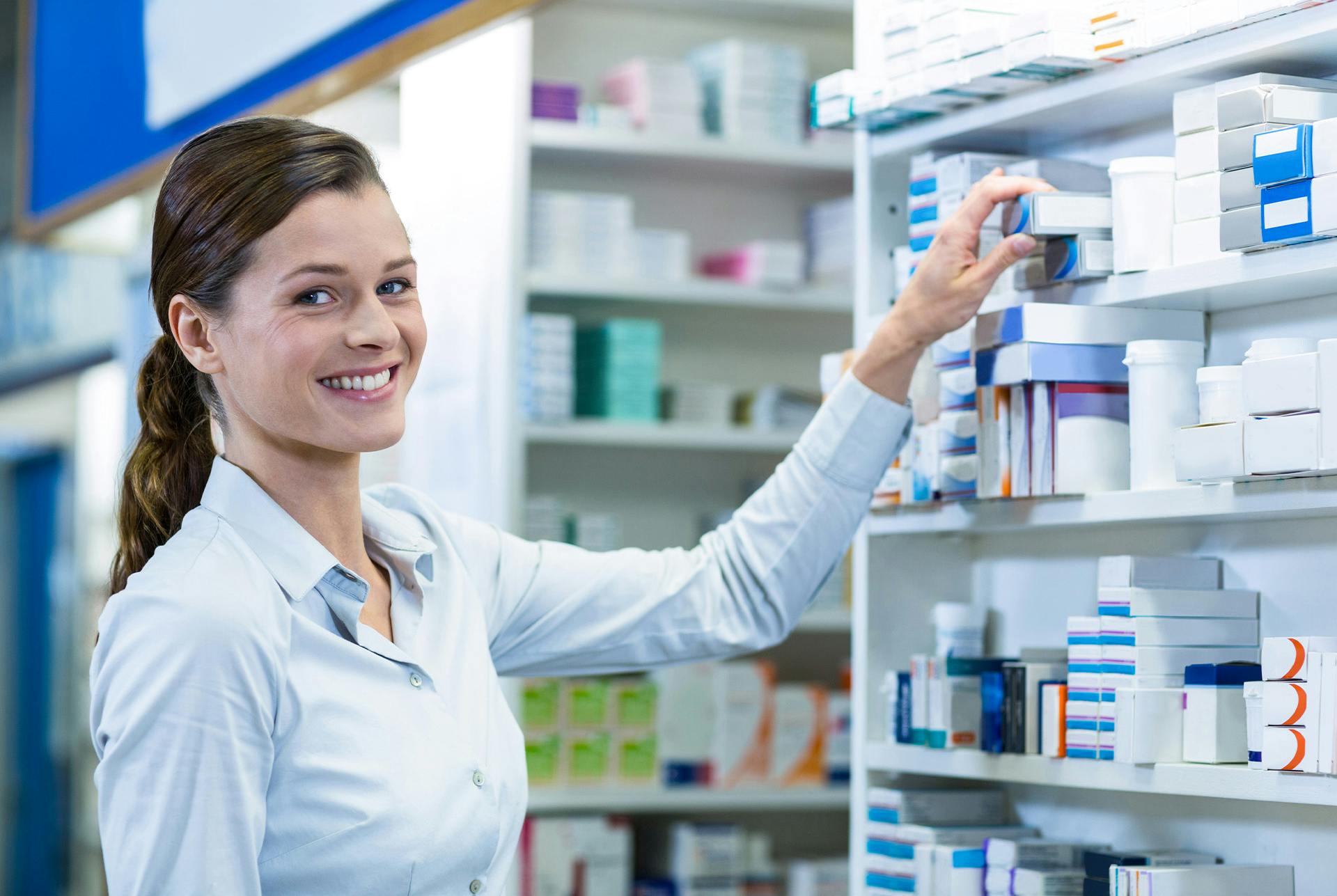 pharmacist checking medications in the pharmacy